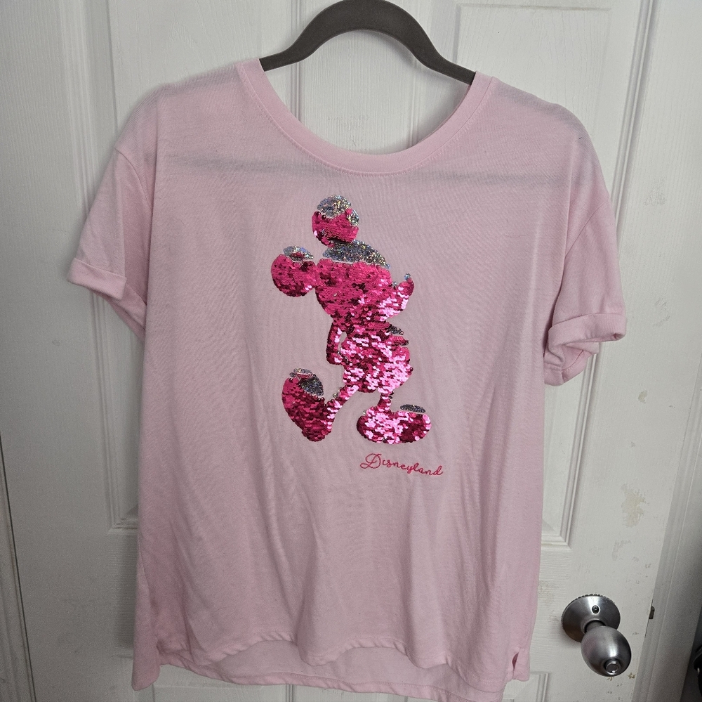 🗼DISNEY MICKEY Pink Sequin Mermaid Graphic Top